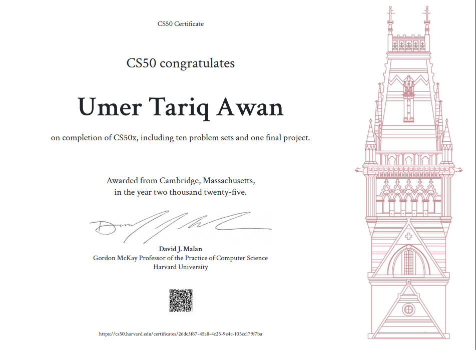 CS50 certificate